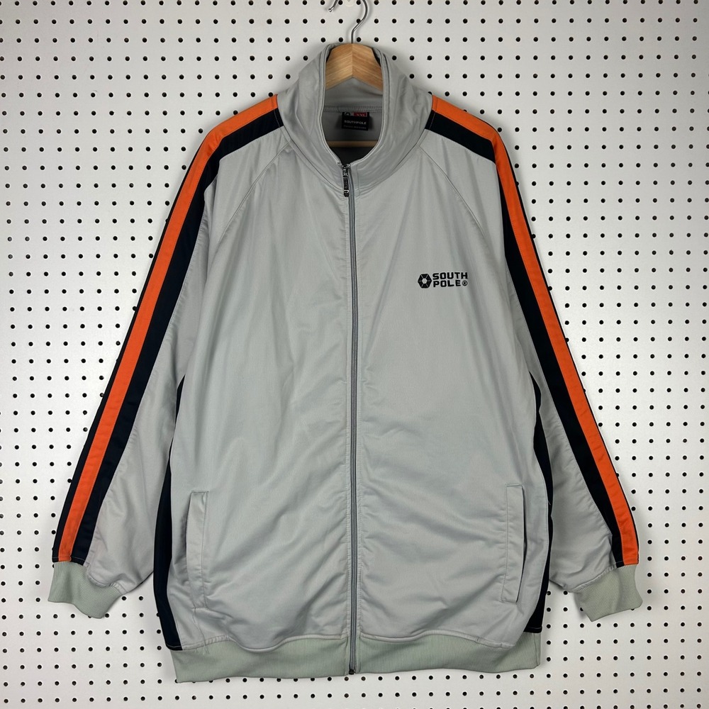 Southpole Y2K XXL Tracksuit Jacket Grey Orange Black Full Zip Jacket Pants 90s